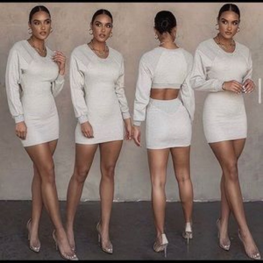 Backless sweater mini dress